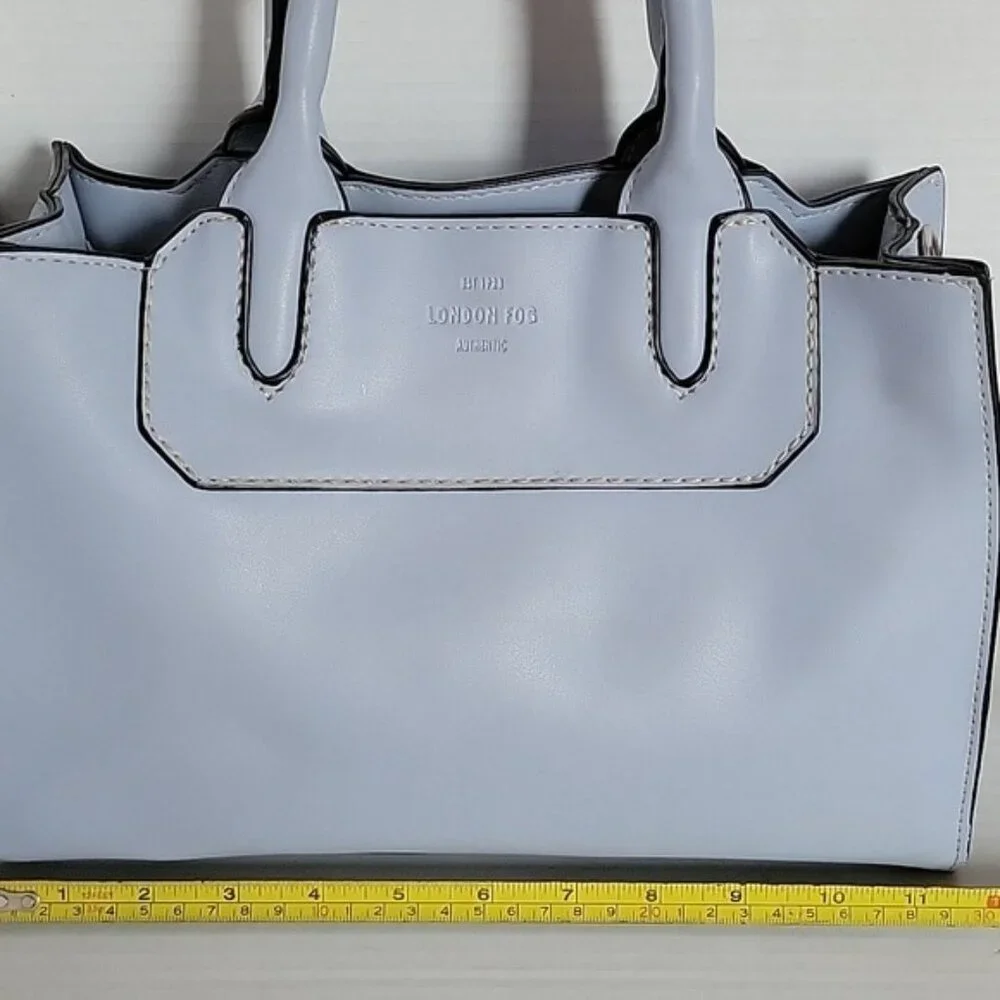 London Fog Belmont Azul Pascua Pequeño Leather Handle Bag Purse Women's Woman's